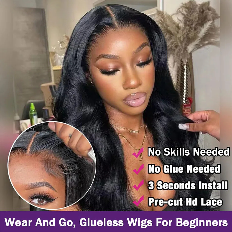 Glueless Wig Human Hair Wig Hd Lace Wigs Body Wave Frontal Wig Pre-Cut Lace Wear And Go 200% Density Flash Sale