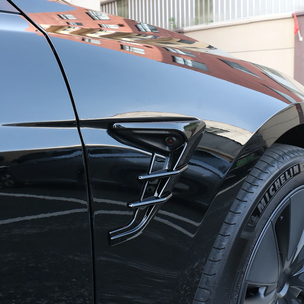 2 pçs capa de câmera lateral para tesla novo modelo y juniper 2025 lançamento modelo 3 highland 2024 hw4.0 folha placa traço cam proteção