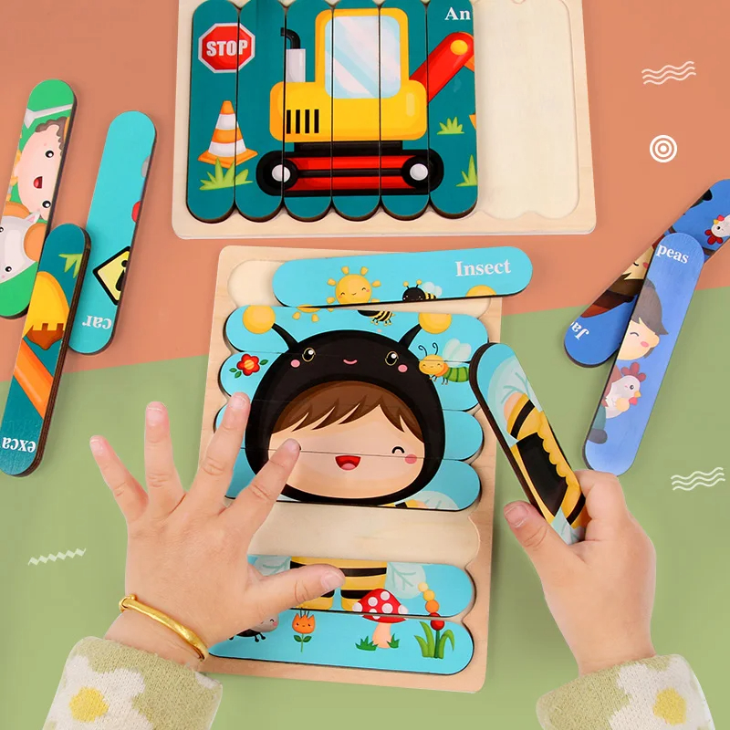 Bé Bằng Gỗ Montessori Xếp Hình Con Trò Chơi Xếp Hình Bằng Gỗ 3D Hoạt Hình Hình Xếp Hình Bé Đồ Chơi Bộ Ghép Hình Cho Bé 1 2 3 tuổi