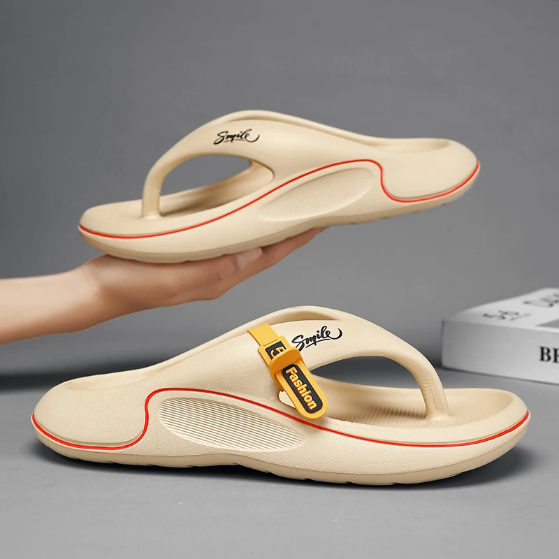 NOVEDAD DE VERANO 20224, chanclas para hombre, sandalias de playa para interiores y exteriores, zapatos deslizantes de baño de suela gruesa y suave, Zapatillas de casa antideslizantes para hombre