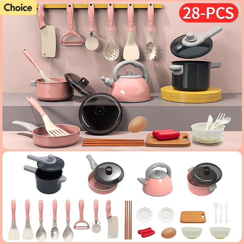 28 pçs conjunto de brinquedos de cozinha simulado brinquedo de cozinha para crianças fingir jogar conjunto de brinquedos para meninos e meninas