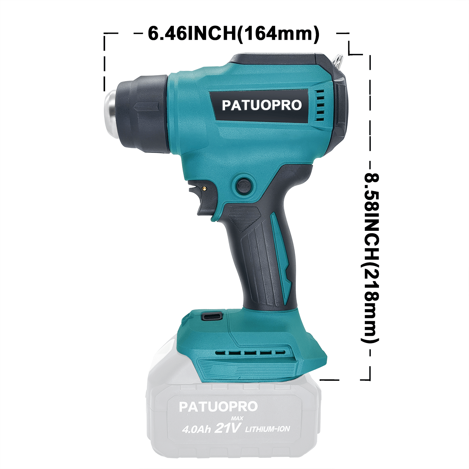 50 ℃   - 550 ℃   Pistola de calor inalámbrica portátil, pistola de aire caliente recargable, temperatura Digital ajustable para batería Makita de 18v