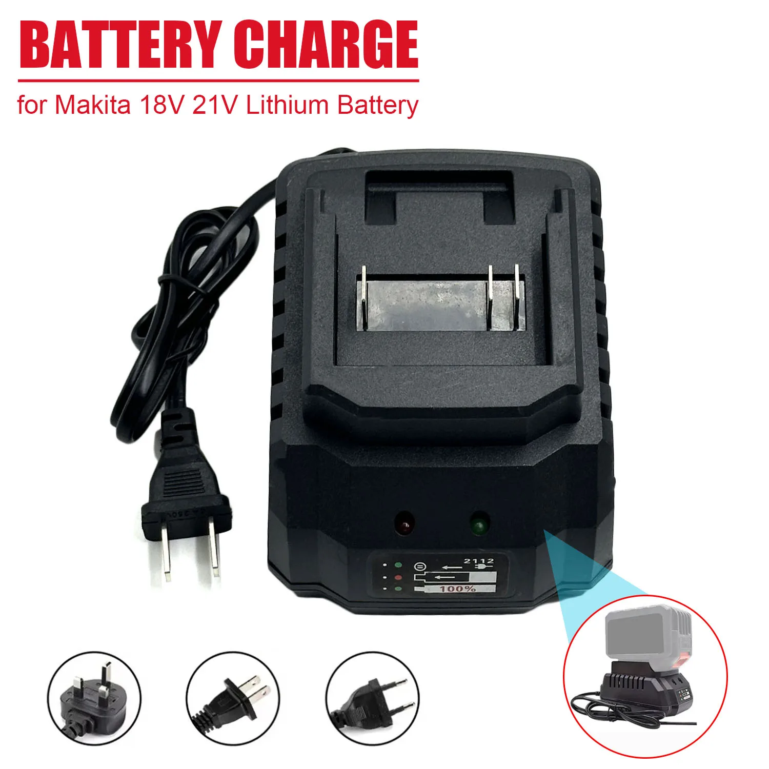 NEW Battery Charger Replacement For Makita Model 18V 21V Li-ion BL1415 BL1420 BL1815 BL1830 BL1840 BL1860 Electric Drill Grinder