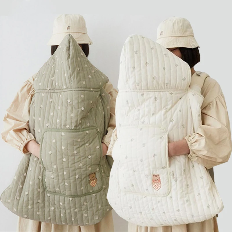 New Winter Baby Sling Cover Thicken Fleece Baby Stroller Blanket for Carrier Newborn Swaddle Wrap Hooded Infant Sleeping Quilt