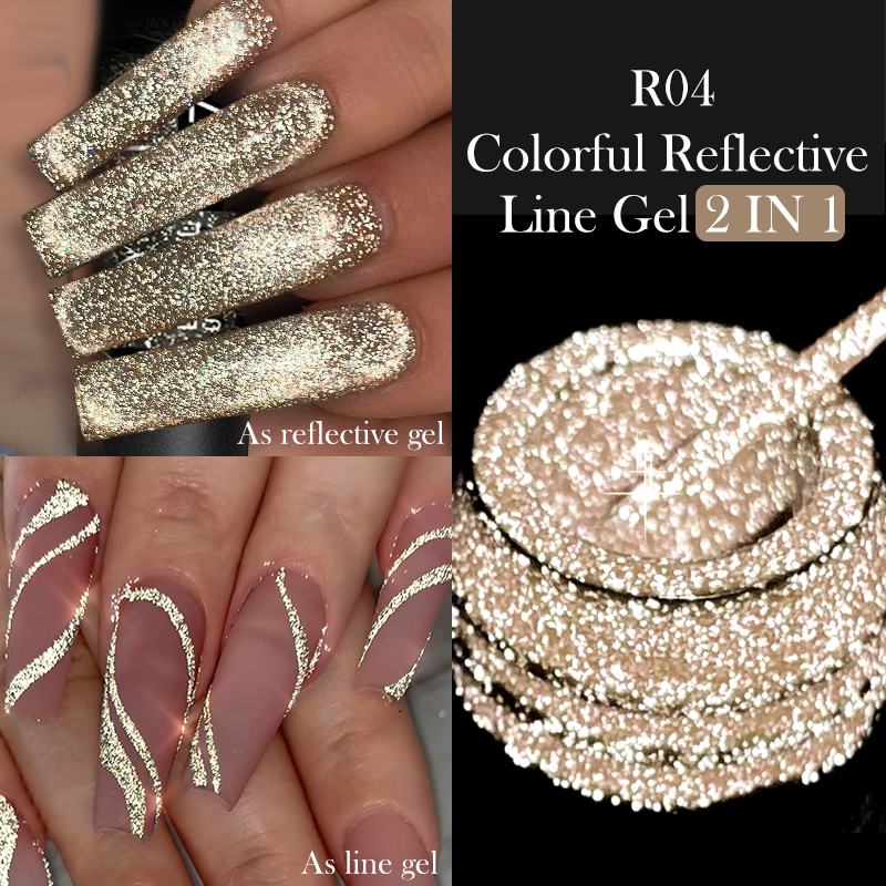 LILYCUTE 5 ミリリットル反射グリッターライナージェルポリッシュネイルアートシャンパンスパークリングライン絵画ジェル半永久 UV フレンチネイル