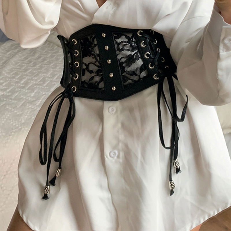 Quần Áo Nữ Underbust Eo Đầm Xòe Đen Corset Top Eo Huấn Luyện Phối Ren Áo Ngực Áo Giảm Béo Toàn Thân Rộng Thắt Lưng