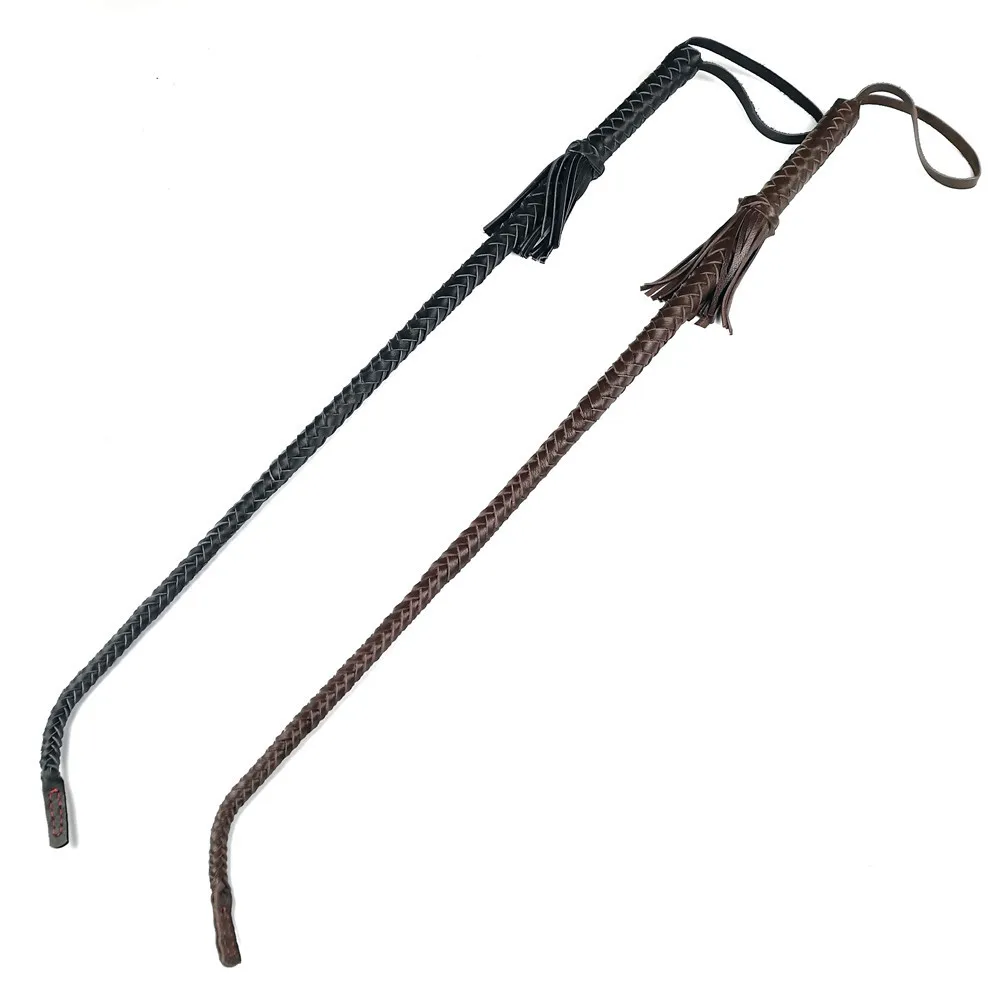 Fouet d'équitation en cuir de vachette, 75cm, équipement équestre de course, entraînement du dos