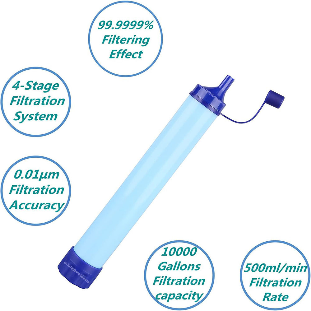396 Gallonen Outdoor-Wasserfilter, ultraleichtes 0,01 Mikron Filtersystem, tragbarer Wasserreiniger, Überlebensstrohhalme für Reisen 
