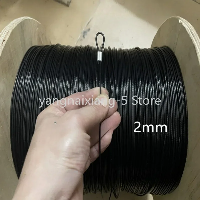 0,38-6mm 20m-m schwarzes Nylon oder PVC-beschichtetes eingebautes Edelstahl drahtseil, See Angelschnur Ketten haken Schnur Kristall
