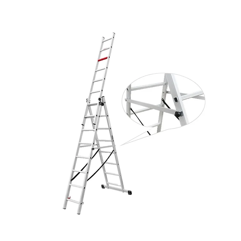 Escalera telescópica de aluminio para interiores y exteriores, extensión de escaleras de aluminio, paso a 20m, escalera de aluminio tradicional de 50 Uds.