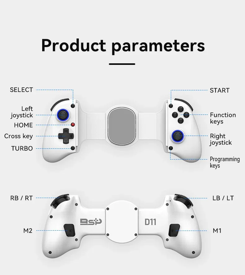 Controller wireless allungabile BSP-D11 per Nintendo Switch/PS4/PS3/XBOX Gamepad per accessori in streaming Android/Apple iOS