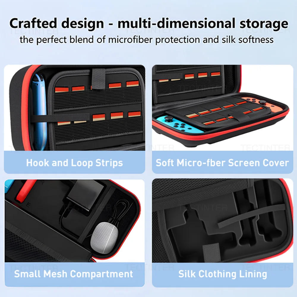 Large Storage Bag for Switch & OLED Portable Carrying Protective Case with 20 Game Slots Travel Bag for Joypad NS Accessories