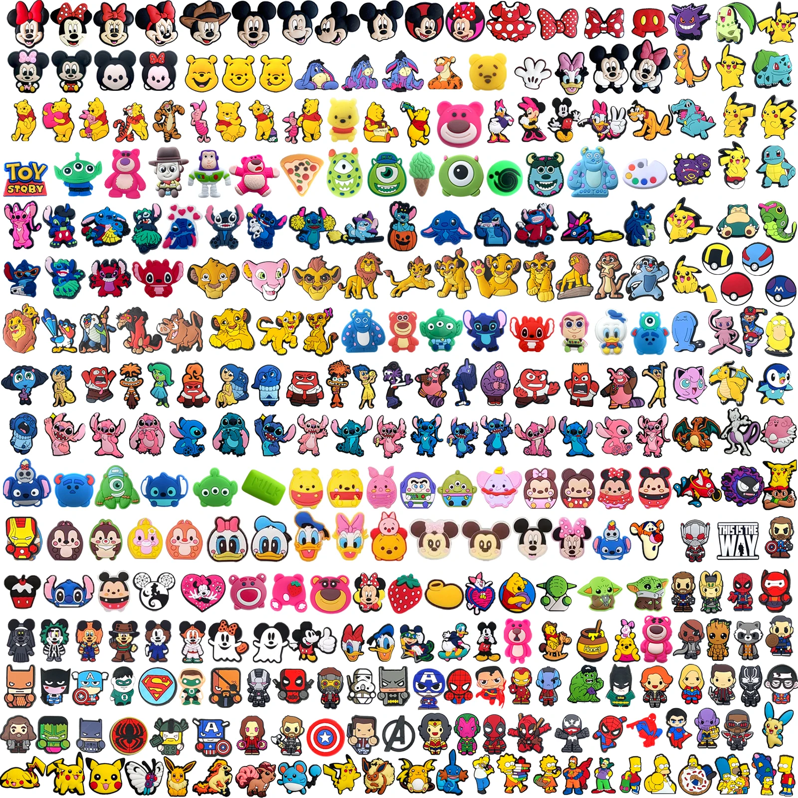 Al azar 10/20/30/50/100 Uds. Amuletos de zapatos de la serie MINISO Marvel Disney, accesorios de decoración de zapatos DIY de PVC regalo de primera calidad