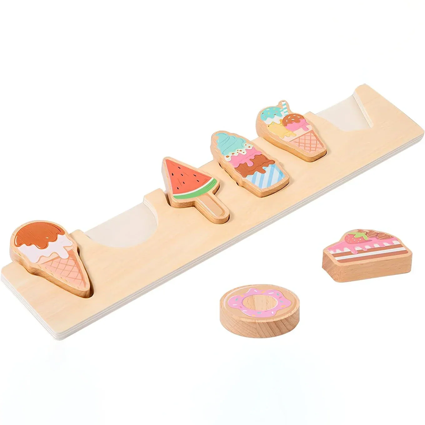 Toddler Wooden Simulation Ice Cream Fake Cake Artificial Food Kitchen Play House Decoration Prop For Preschool Education Toys