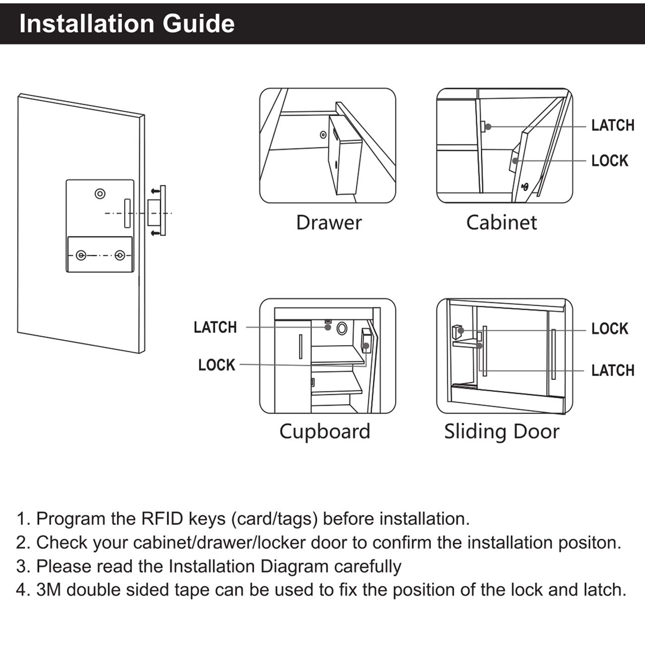 RFID Electronic Cabinet Lock Kit Furniture Lock Hidden DIY Lock for Wooden Cabinet Drawer Locker Cupboard with Card Access Card
