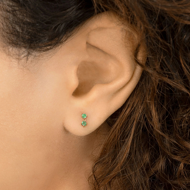 925 Sterling anting-anting kancing liontin persegi tetesan air jarum perak untuk wanita anting-anting emas kristal hitam/merah muda/ungu perhiasan