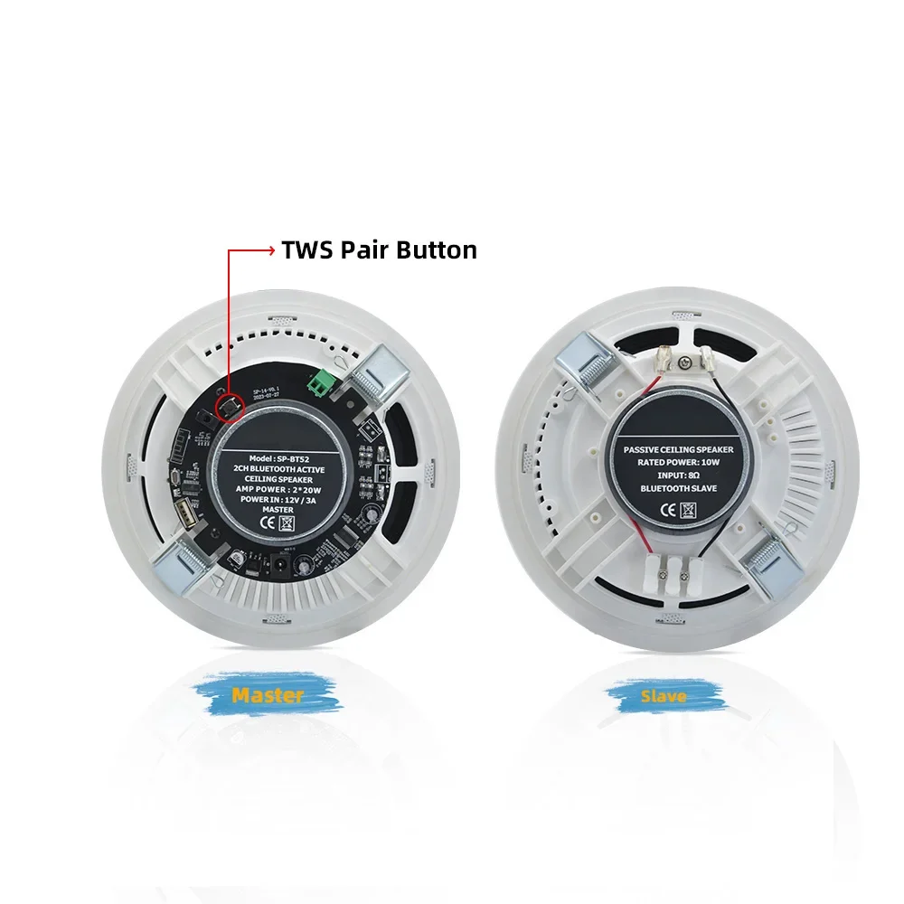2pcs Bluetooth Ceiling Speaker 5.25 inch Build-in Class D Digital Power Amplifier Stereo Loudspeaker Home Theater Sound System