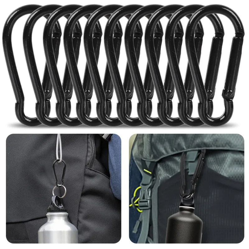 50/10Pcs Mini Carabiner Keychain Alluminum Alloy D Type Buckle Spring Snap Clip Hooks Keychain Carabiner for Keys Camping Tool