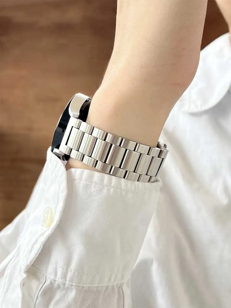 สายสแตนเลสสตีลสำหรับ Samsung Galaxy Watch 7 /fe/6/5 pro/ 4/คลาสสิก20มม. 22มม. สายรัดข้อมือโลหะ amazfit GTS-GTR-4-3-2e-mini