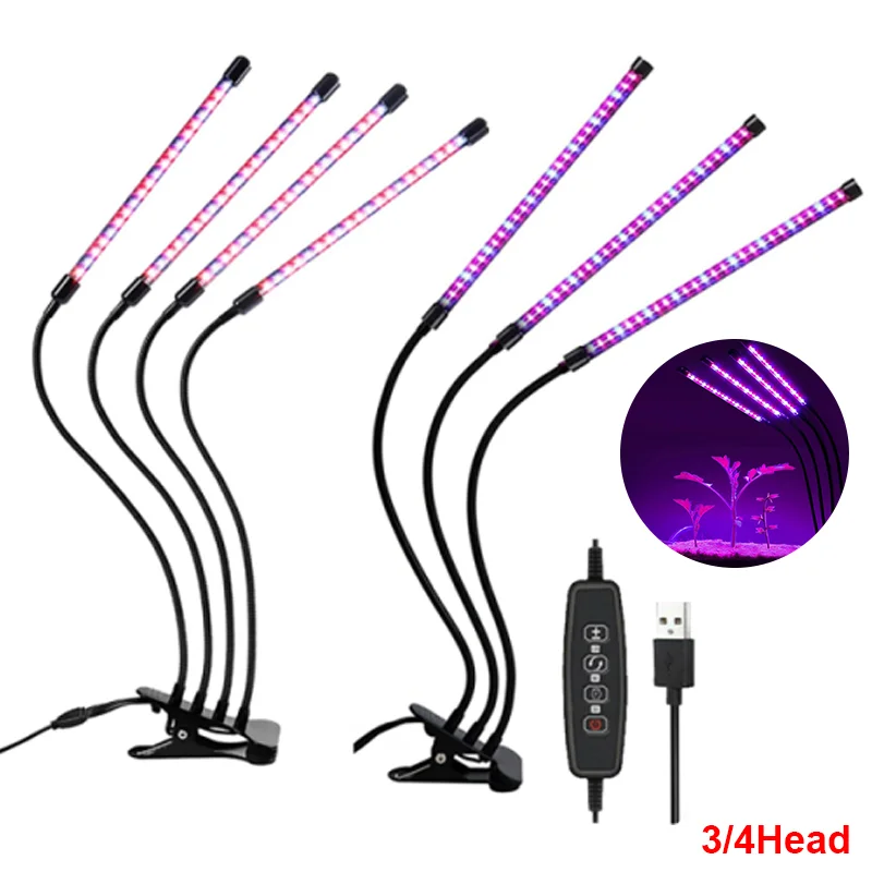 USB 5V LED Grow Light Full Spectrum Plant Lamp z elastycznym wężem Wewnętrzna szklarnia Phyto Lamp Kwiat Sadzonka Hydroponiczne Światło
