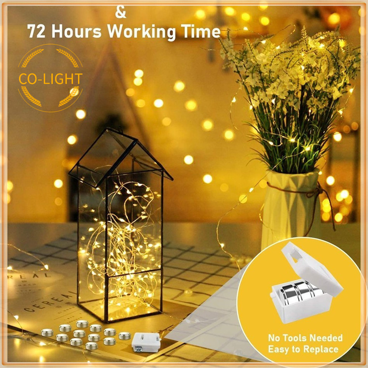 5 stücke LED-Lichterkette 1m/2m/3m Dekoration handgemachte Hochzeit Blume Lichter Dekor Tisch Fee Geschenk birne mit Draht für Box-Batterie
