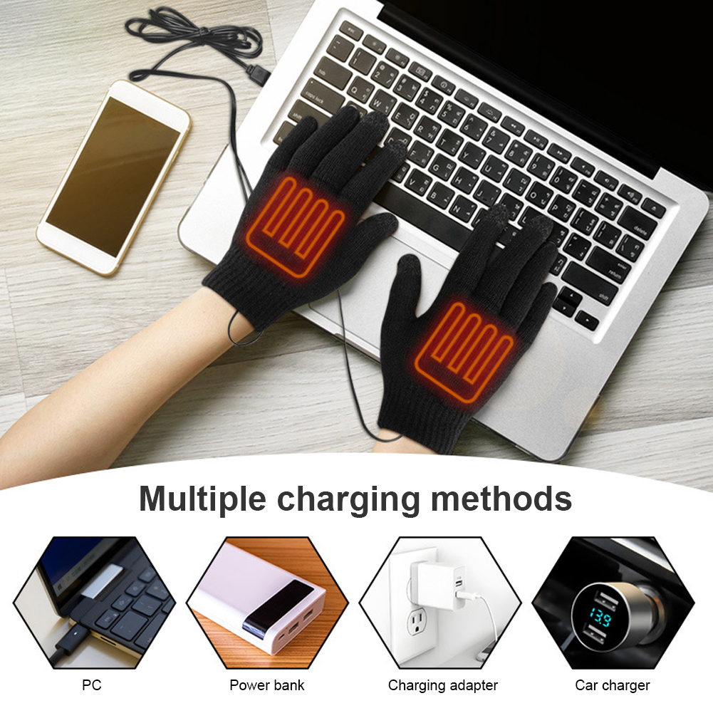USB-beheizte Handschuhe, Winter, warme Touchscreen-Handschuhe, Motorrad, winddicht, thermischer elektrischer Heizhandschuh für Outdoor-Reiten, Skifahren