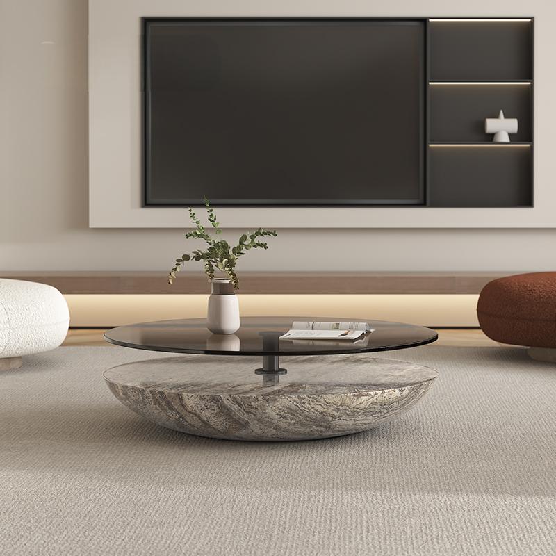 Italiaanse luxe ronde marmeren salontafel, moderne minimalistische ontwerper voor grote woonkamer, creatieve middentafel, aanpasbaar