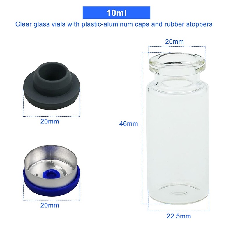 10 Ml Thủy Tinh Lọ, 100 Chiếc Kính Headspace Lọ Với Nhựa Nhôm Lật Nắp Và Cao Su Nút Chặn