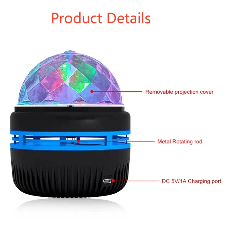 Cielo stellato LED Mini palla da discoteca Proiettore di luce notturna USB Galaxy Creativo Romantico Decorazioni in cristallo Camera da letto per la casa Bar Regalo per bambini