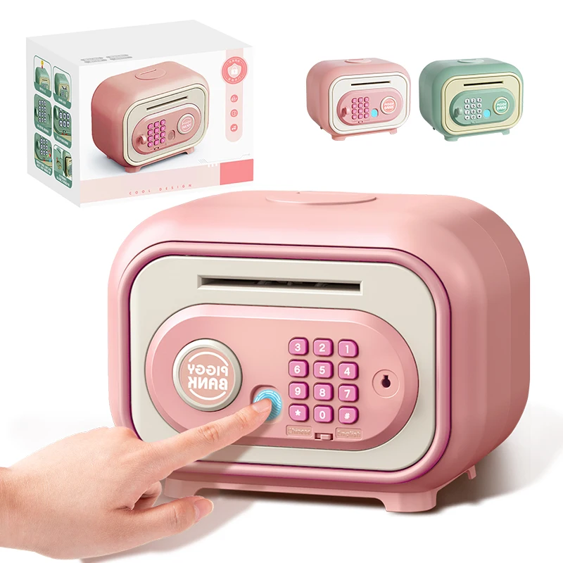 Hucha electrónica para niños, caja fuerte para dinero en efectivo, Mini cajero automático con contraseña, casa de billetes, período de ahorro para niños, regalos de 3 años