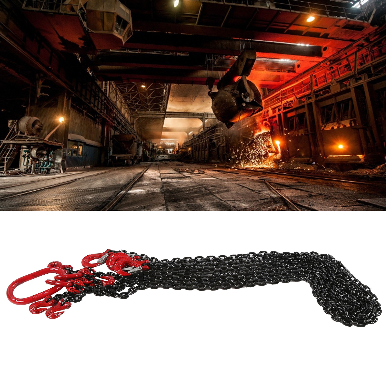 Eslinga de cadena de elevación ajustable para minas, puertos, edificios, trabajo de 2 metros, 1 toneladas, 6 mm