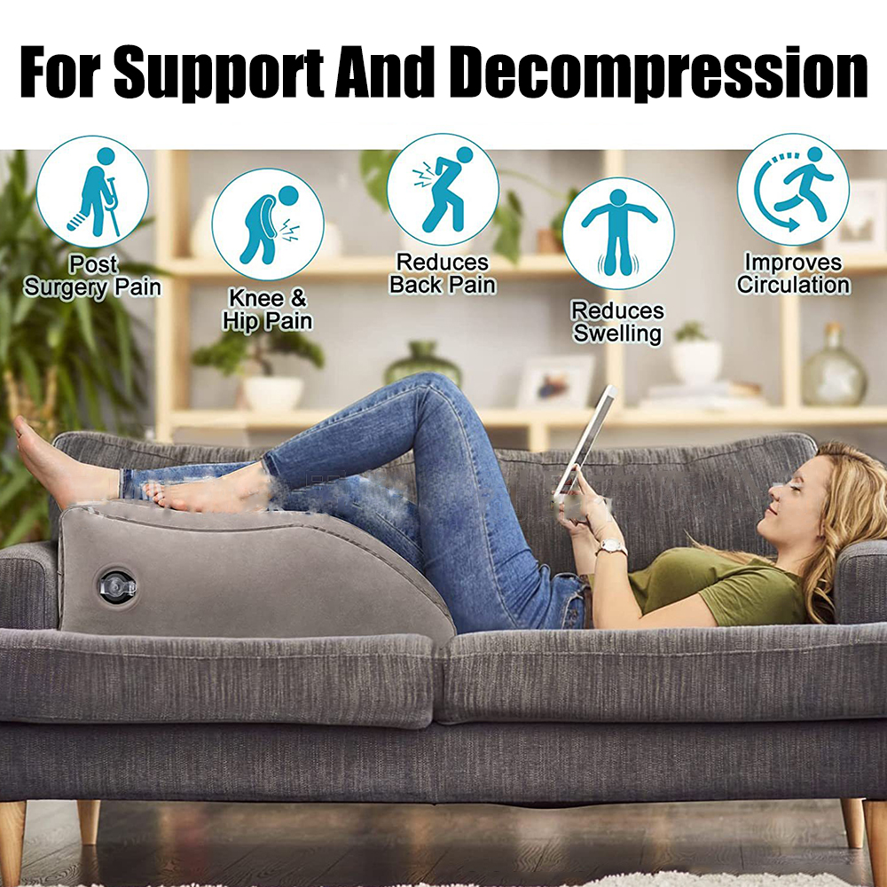 Almohadas para piernas de elevación de PVC, almohada para pies, almohada inflable para piernas, cojín ligero para rodilla, almohada de cuña portátil