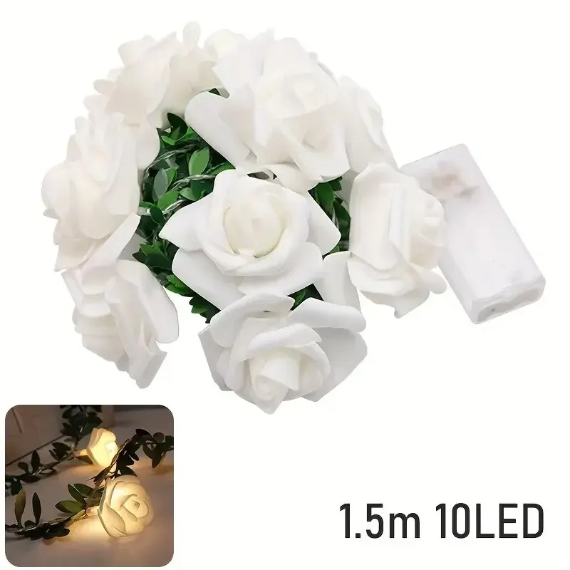 ไฟราวดอกกุหลาบ LED 10ดวง1ชิ้น, lampu tidur ดอกกุหลาบใช้พลังงานจากแบตเตอรี่สำหรับงานแต่งงานวันวาเลนไทน์