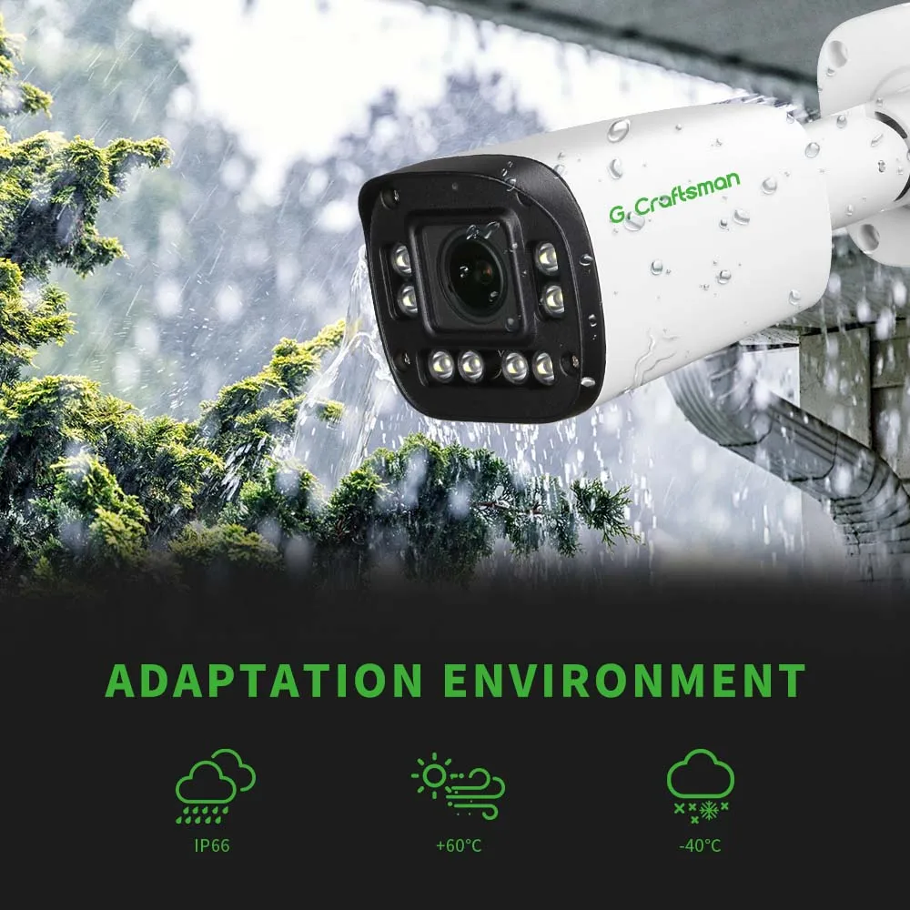 G.Craftsman 5X POE S-ONY 2.7-13.5 มม.เลนส์ 5MP 4K 2-Way Audio RTMP AI LED การเฝ้าระวังความปลอดภัยกล้องวงจรปิดวิดีโอ