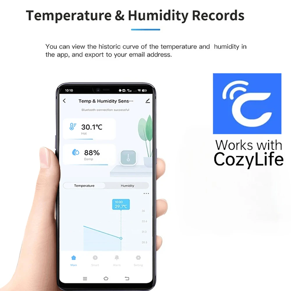 Bezprzewodowy czujnik temperatury i wilgotności z monitorowaniem w czasie rzeczywistym, inteligentny termometr i higrometr WiFi, intuityjny wskaźnik komfortu dla domu.