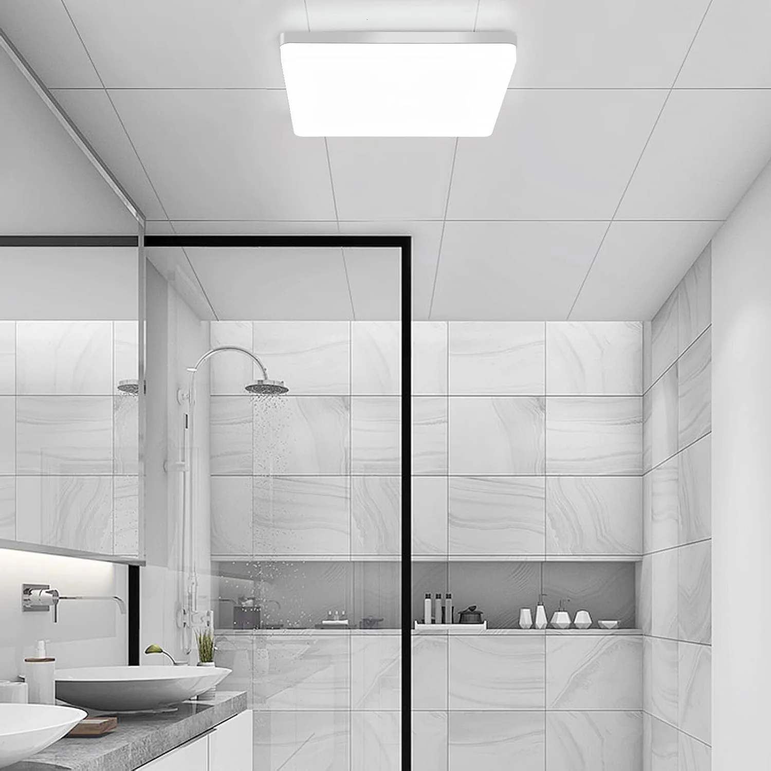 Plafoniera a LED quadrata da 48 W, lampada da soffitto a LED da 400 Lm, plafoniera applicabile a bagno, soggiorno, cucina, camera da letto