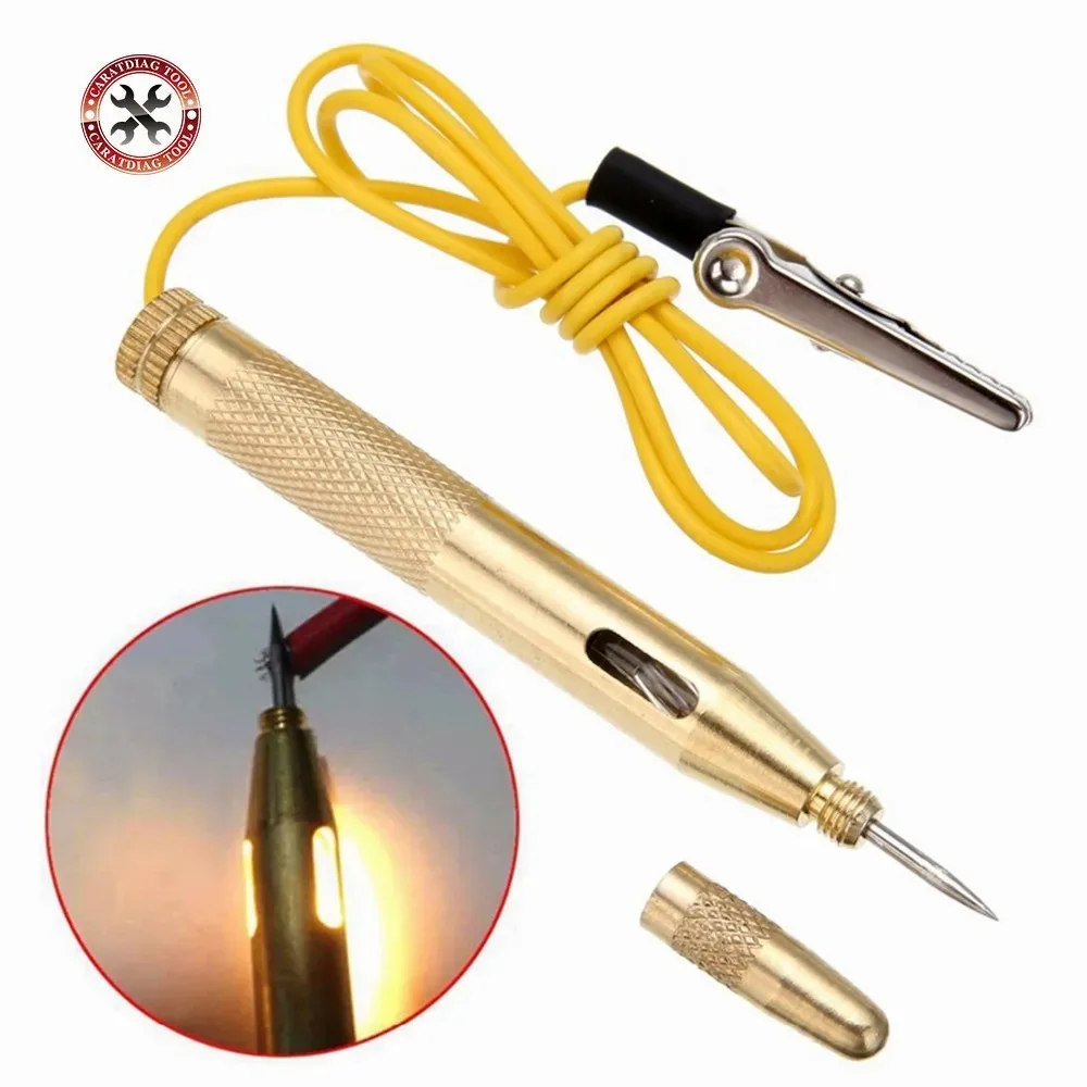 Probador de voltaje de fusible de circuito automático de coche, bolígrafo de sonda de luz de prueba, lápiz DC 6V/12V/24V, probador de circuito de Cable y Clip