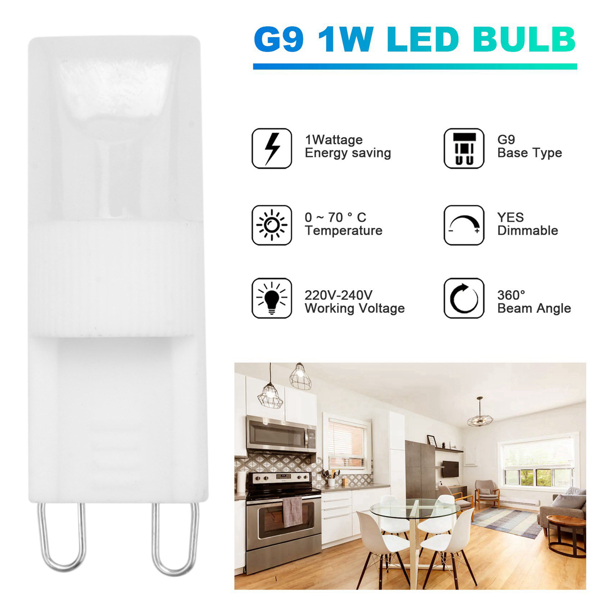 A72P 8X G9 Warm White LED Bulb Lamp Light High Power Projector 1W AC 220-240V HOT