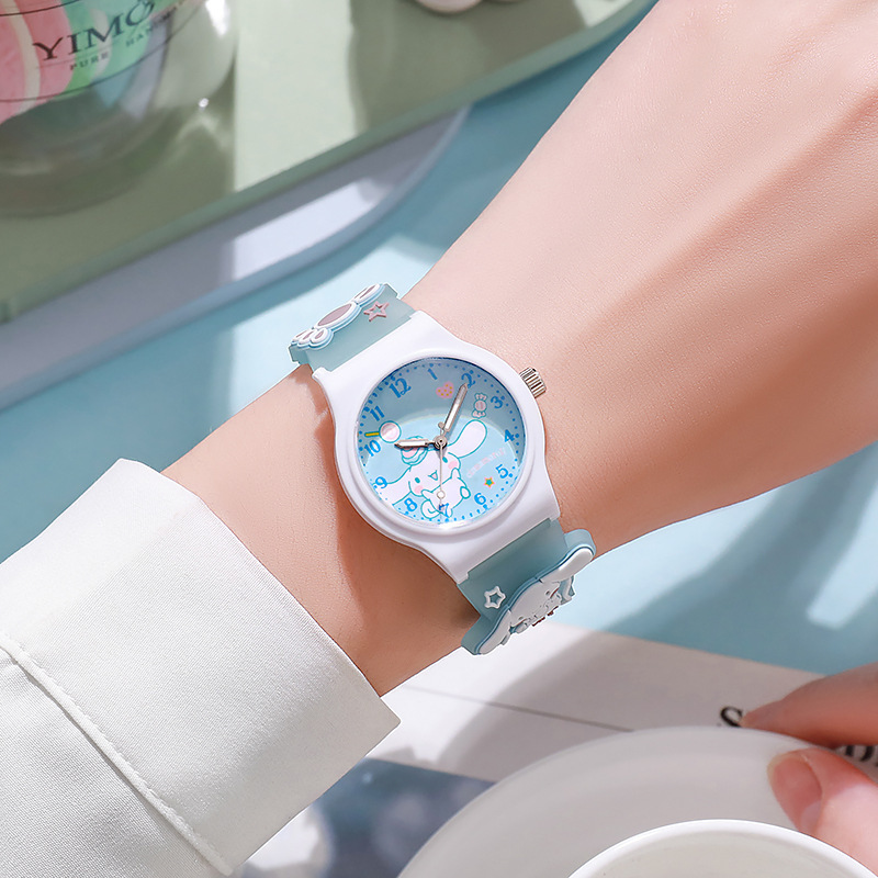 Kawaii sanrio 3d padrão criança relógio de pulso cinnamoroll kuromi relógio de quartzo à prova dwaterproof água dos desenhos animados sílica gel pulseira para o presente do miúdo