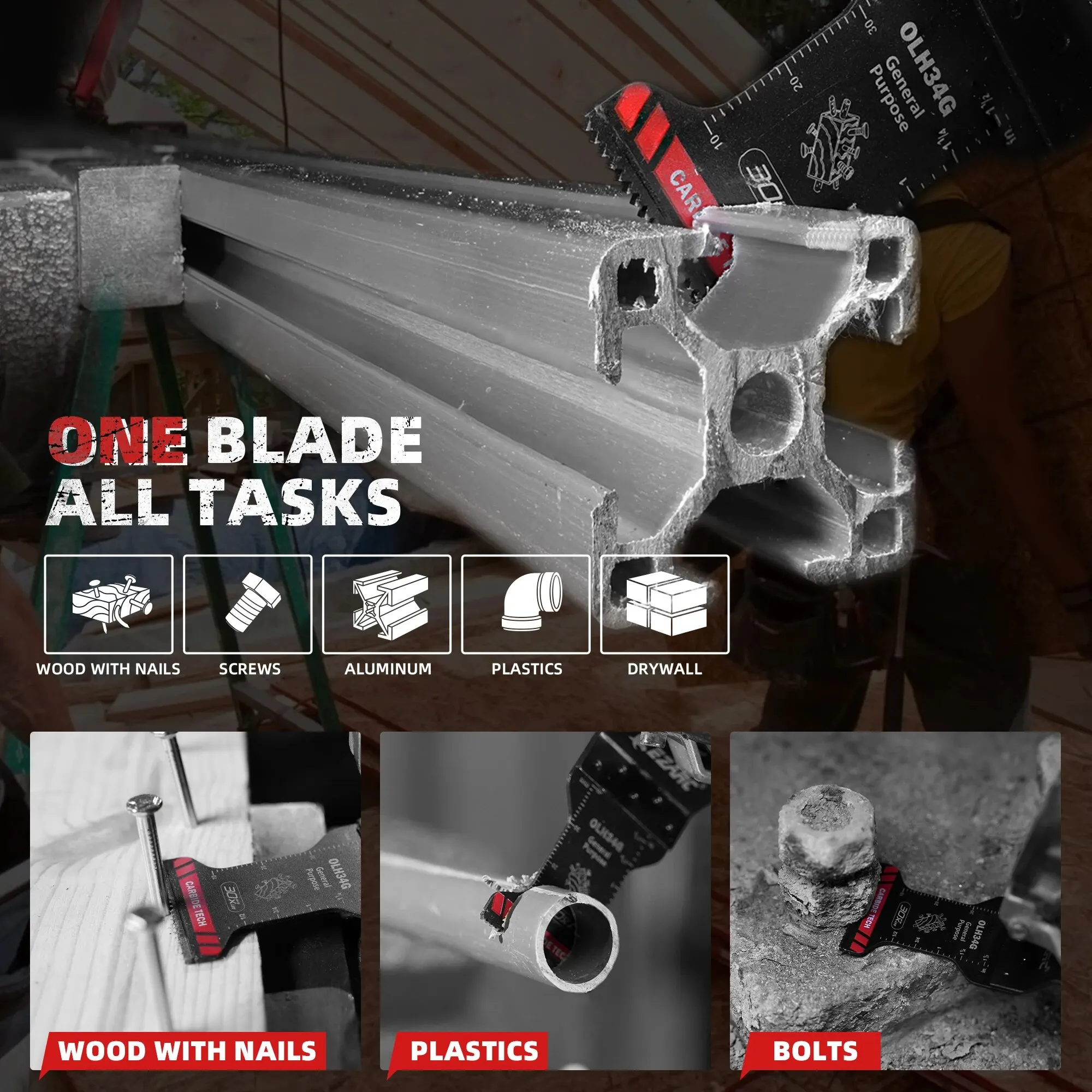Lame per sega oscillanti in carburo EZARC Lame multiutensile per uso generale a sgancio rapido per chiodi metallici Legno Gesso Cartongesso PVC