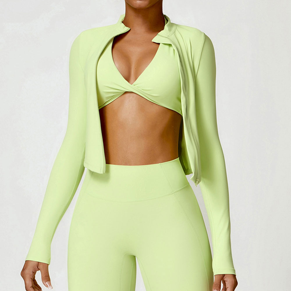 Camiseta de ejercicio para gimnasio para mujer, ropa deportiva de manga larga para Yoga, chaqueta con cremallera superior, camisetas de entrenamiento con realce para gimnasio, ropa deportiva para correr y ciclismo