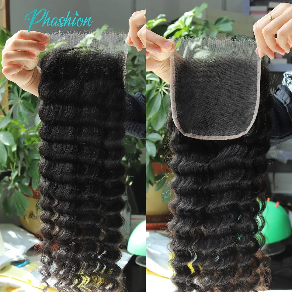 Phashion completo longo real hd 5x5 fechamento de renda 30 28 polegadas skinlike suíço frontal apenas kinky curl em linha reta solta onda profunda cabelo humano