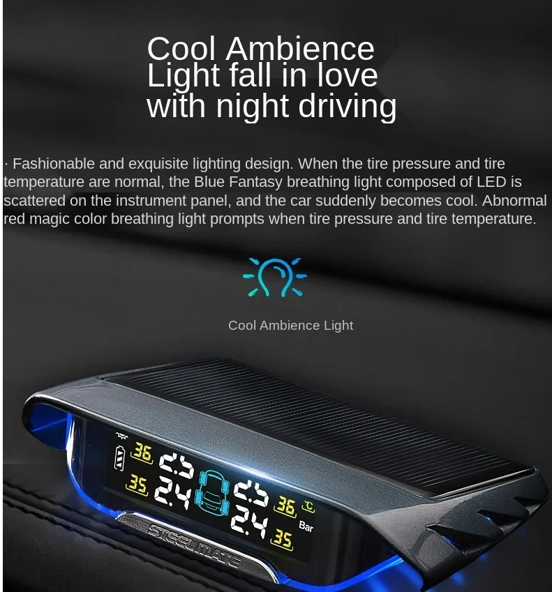 2024 New Steel Mate Tire Pressure Monitoring Built-in Wireless Built-in Solar Energy Detection TPMS System New X1