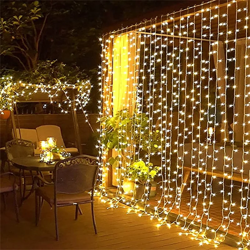 Guirnalda de luces navideñas de 9x3/12x2m, cortina LED, guirnalda de luces de carámbanos, decoración de iluminación de boda, ventanas para el hogar, fiesta y jardín