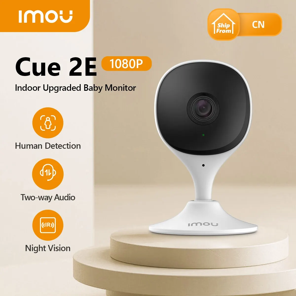 IMOU Indoor Cue 2E 2MP Wifi Telecamera di sicurezza Baby Monitor Visione notturna Rilevazione umana Telecamera IP Video sorveglianza