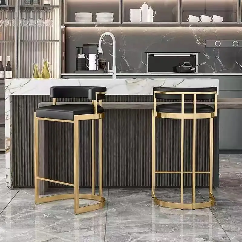 Reception Luxury Bar Chairs Nordic Gold Ergonomic Nordic Backrest High Chairs Industrial Modern Counter Sillas De Bar Furniture