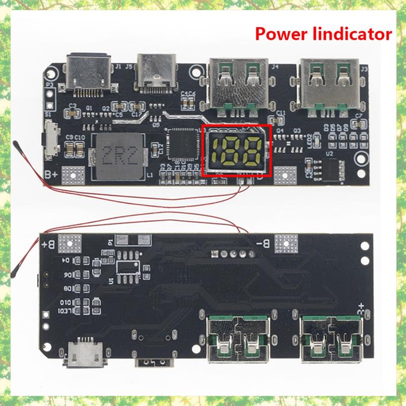 Smart-QC4.0 QC3.0 LED Dual USB 5 В 4,5 А 22,5 Вт Micro/Type-C USB Mobile Power Bank 18650 Модуль зарядки Защита от температуры