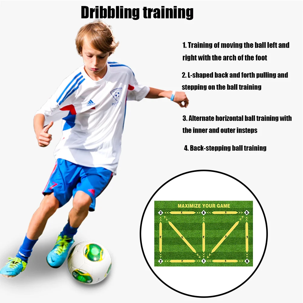 Fußball-Trainingsmatte, Fußball-Trainingsgeräte, rutschfest, faltbar, für Kinder und Erwachsene, Dribble-Matte, Training für drinnen und draußen