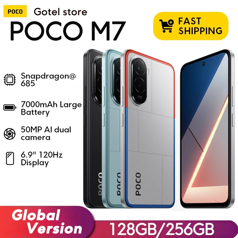 【Estreno mondiale】POCO M7 Versione globale Smartphone Snapdragon 685 Batteria da 7000 mAh Immersivo 6,9" FHD+ Display NFC 33 W Ricarica