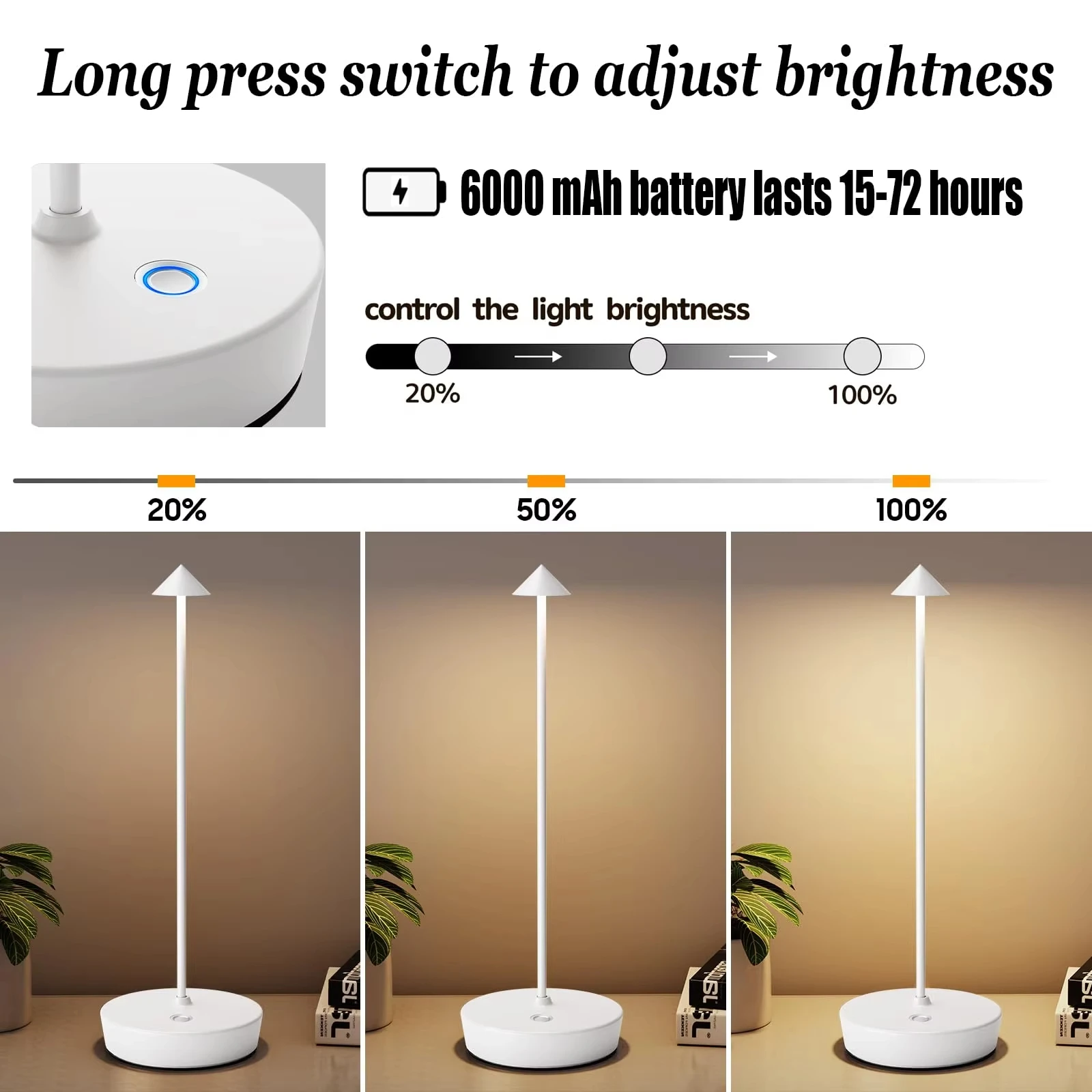 LED キノコスパイクテーブルランプタッチ三色調光可能なデスクトップ装飾ランプ充電式テーブルランプバーホテル雰囲気照明